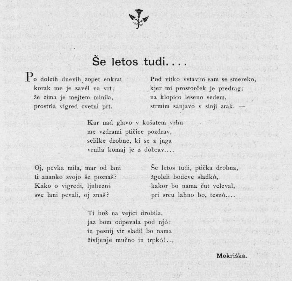 Prispevek o Miri Mokriški v reviji Slovenka